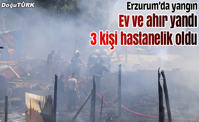 Erzurum'da bir ev ve ahır kül oldu