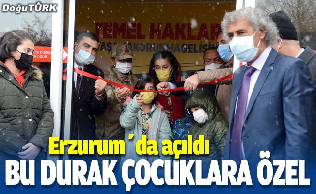 Erzurum'da çocuklara özel otobüs durağı açıldı