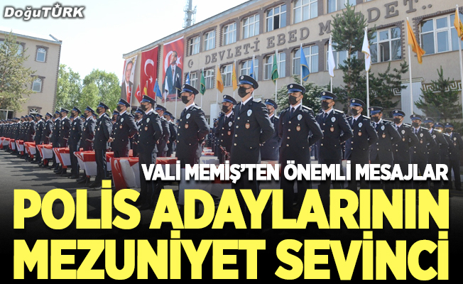 Erzurum'da polis adaylarının mezuniyet sevinci