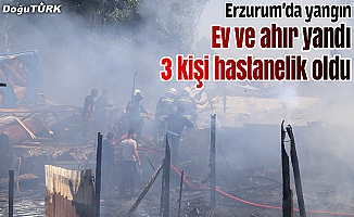 Erzurum'da bir ev ve ahır kül oldu