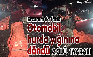 Erzurum'da otomobille kamyon çarpıştı: 2 ölü, 1 yaralı