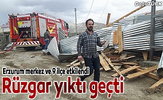 Erzurum’da fırtına 9 ilçe ve kent merkezinde hasara yol açtı