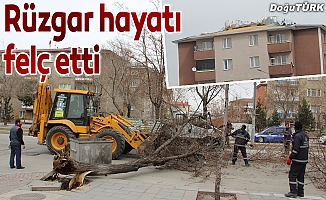 Erzurum’da şiddetli rüzgar hayatı adeta felç etti