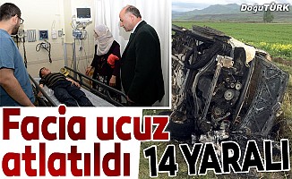 Erzurum'da öğrenci minibüsü devrildi: 14 yaralı