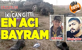 Erzurum'da otomobil şarampole yuvarlandı: 2 ölü