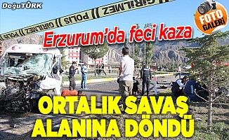 Erzurum'da kamyon ile öğrenci servisi çarpıştı: 3 yaralı
