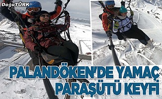Kayak merkezi Palandöken'de yamaç paraşütü keyfi