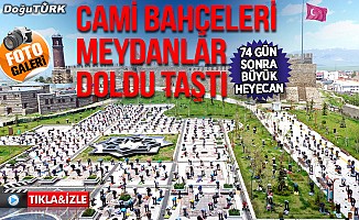 Erzurum’da binler saf tuttu!. Cami bahçeleri ve meydanlar doldu taştı