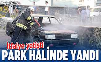 Erzurum'da park halindeki otomobilde yangın