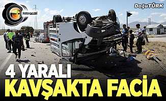 Erzurum'da otomobil ile kamyonet çarpıştı: 4 yaralı