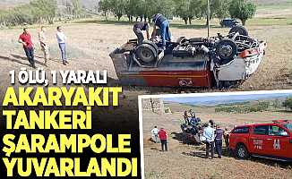 Erzurum'da akaryakıt tankeri devrildi: 1 ölü, 1 yaralı