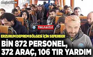 Erzurum seferber; Bin 872 personel, 372 araç, 106 TIR yardım